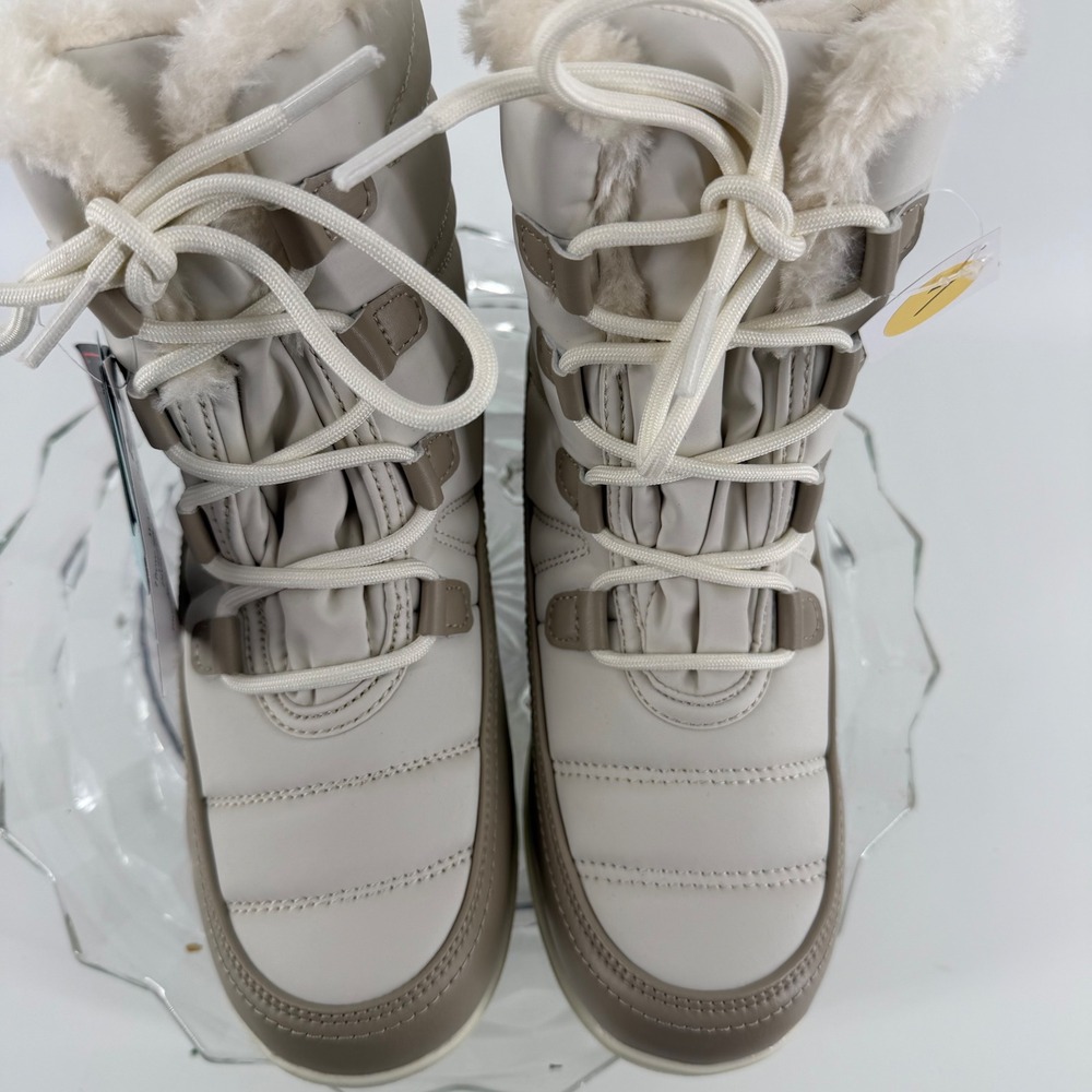 Totes Waterproof Insulated Winter Sno Boot Women Size 7 Cream Tan Faux Fur Lined - Picture 6 of 16